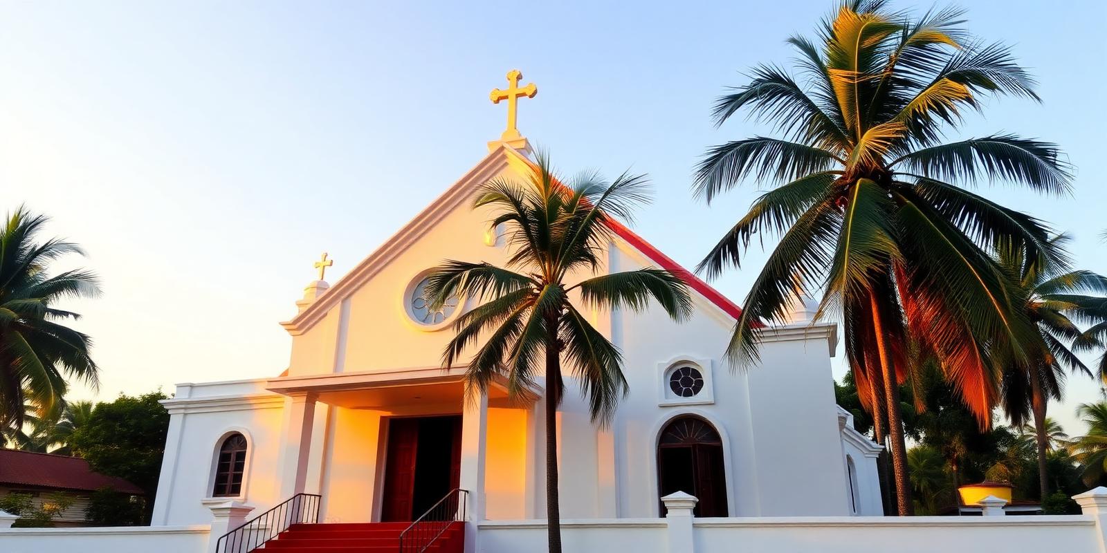 Church exterior with golden cross